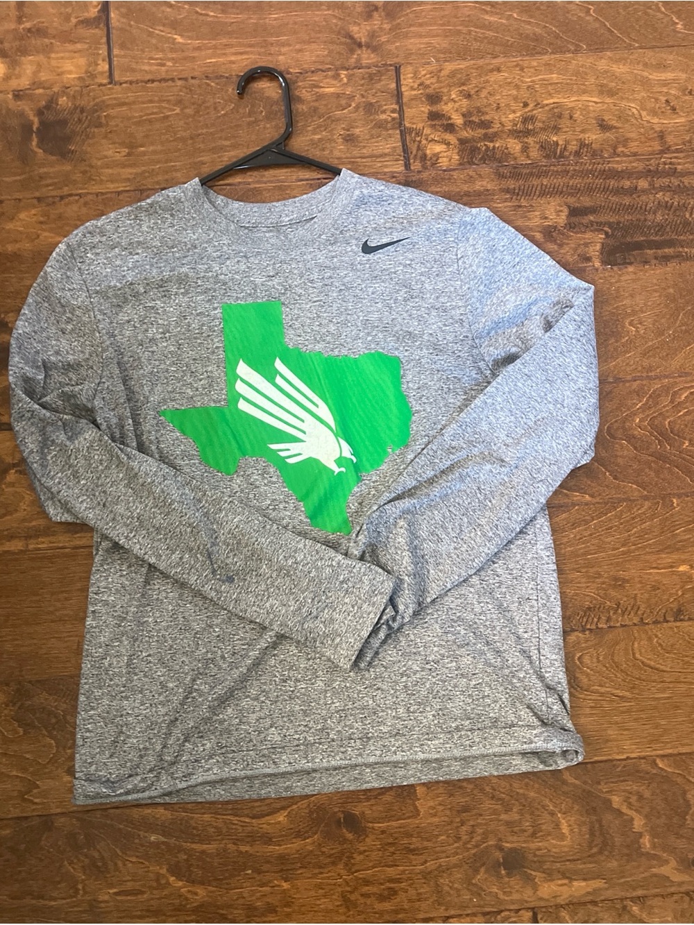 Nike Gray Performance Long Sleeve Tee with Green Texas Graphic